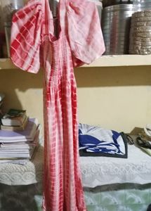 Red With Multi Colour Print Maxi Dress