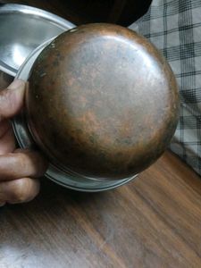 Set Of 3 Copper Botton Vessels