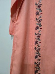 Peach Embroidered Kurta