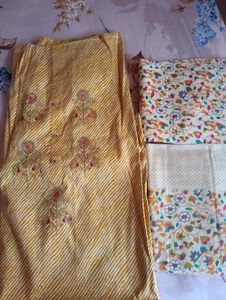 Embroidered Yellow Kurti