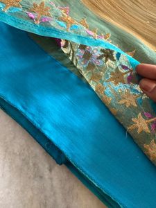 Teal Embroidered Saree