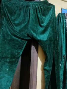Green Velvet Kurta Set