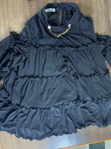 Black Top With Lace Design
