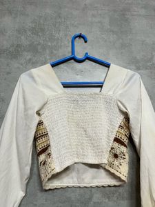 Crochet Detail Long Sleeve Top