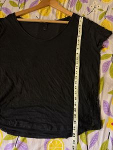 H&amp;M Black Lace Trim Top