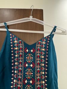 Embroidered Teal Jumpsuit
