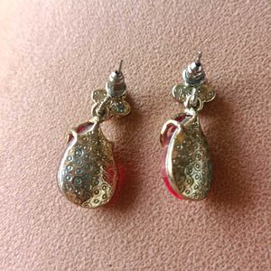 combo Peacock  Ring and red earring