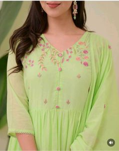 Green Pure Mal Cotton Suit Set