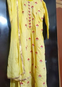 Yellow Sharara Suit With Dupatta 36 Bust