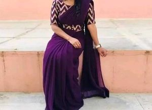 Purple Blouse with Gold Pattern