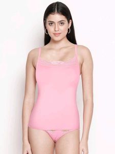Pink Lace Trim Cami Set