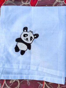 Embroidered Net Fabric with Panda Patch