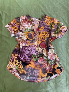 Soft and Stretchy Satin Blended Floral Top