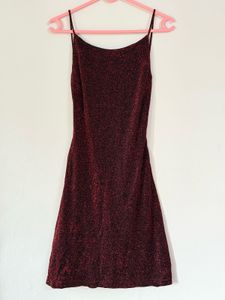 Maroon Backless Shimmer Dress