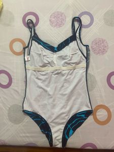 Blue &amp; Black Printed Swimsuit
