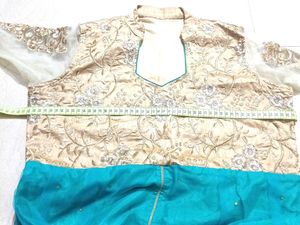 Elegant Blue &amp; Gold Anarkali Kurta