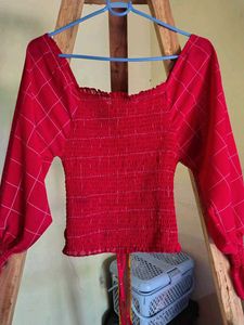 Women Red Crop Top