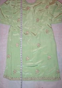 Creap Silk Green Suit+Dupatta