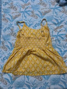 Yellow Printed Sleeveless Top