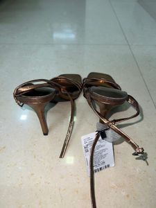 MANGO Copper Strappy Heels