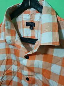 Orange Checked Shirt For Men