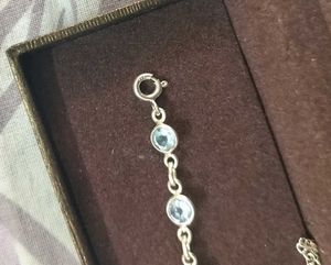 92.5 Silver Blue Topaz Anklets (3 In 1)