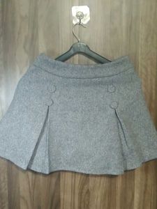 Gray Pleated Mini Skirt