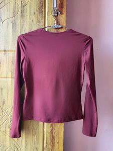 H&amp;M Square Neck Burgundy Top/Size-S