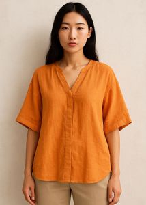 Sunset Breeze – Oversized Cotton Shirt ☀️🧡