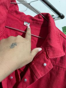 Red Cropped Corduroy Jacket