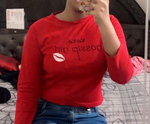 Red “ Gossip Girl" Long Sleeve Top