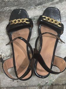 Black Chain Detail Sandals
