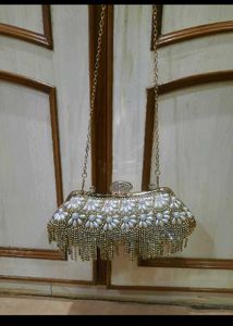 Elegant Pearl &amp; Rhinestone Evening Clutch