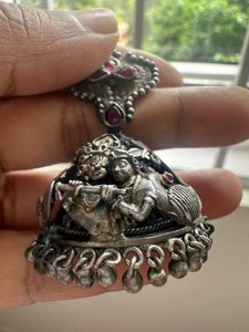 Silver Amrapali Radha Krishna Jhumkas