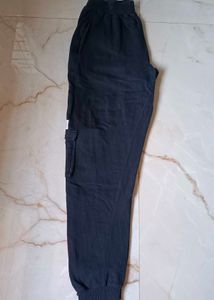 Black Cotton Joggers | 4 Pockets