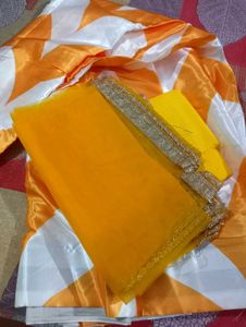 Yellow Free Size Lehenga With Unstitched Choli