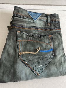 Men Denim Cargo Look Olive Colour