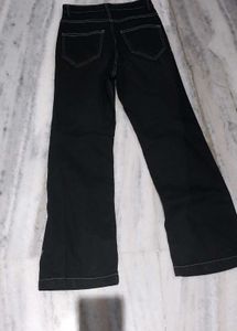 Black Flare Jeans - White Stitch Detail