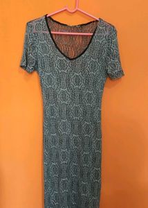 Grey Crochet Knit Dress