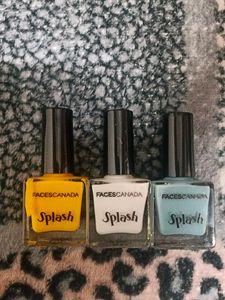 Blue, White And Yellow Faces Canada Nail Paint