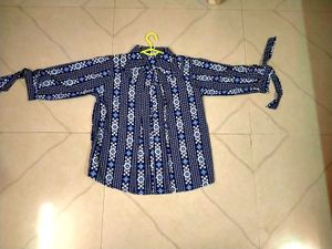 Blue and White Patterned Jeans Top  👕