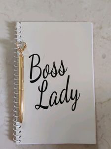 "Boss Lady" Ruled Diary With A Diamond Top Ball pen