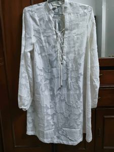 White Lace-Up Tunic