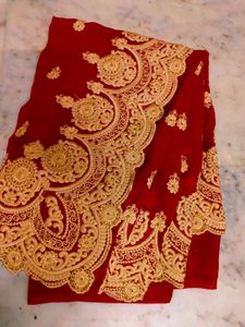 Red ♥️ Embroidery Saree Very Nice ✨