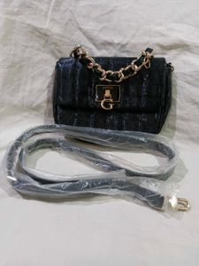 Imported Guess Black Patent Chain Bag