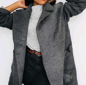 ZARA Unisexual long Elegant Gray Wool Blend Coat