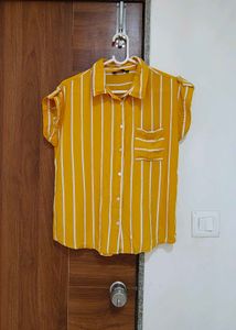 Zudio Yellow Striped Shirt (Size L)
