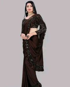Elegant Brown Sequin Saree