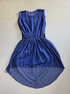 Blue Hi-Lo Dress with Belt