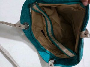 Teal & Beige Tote Bag